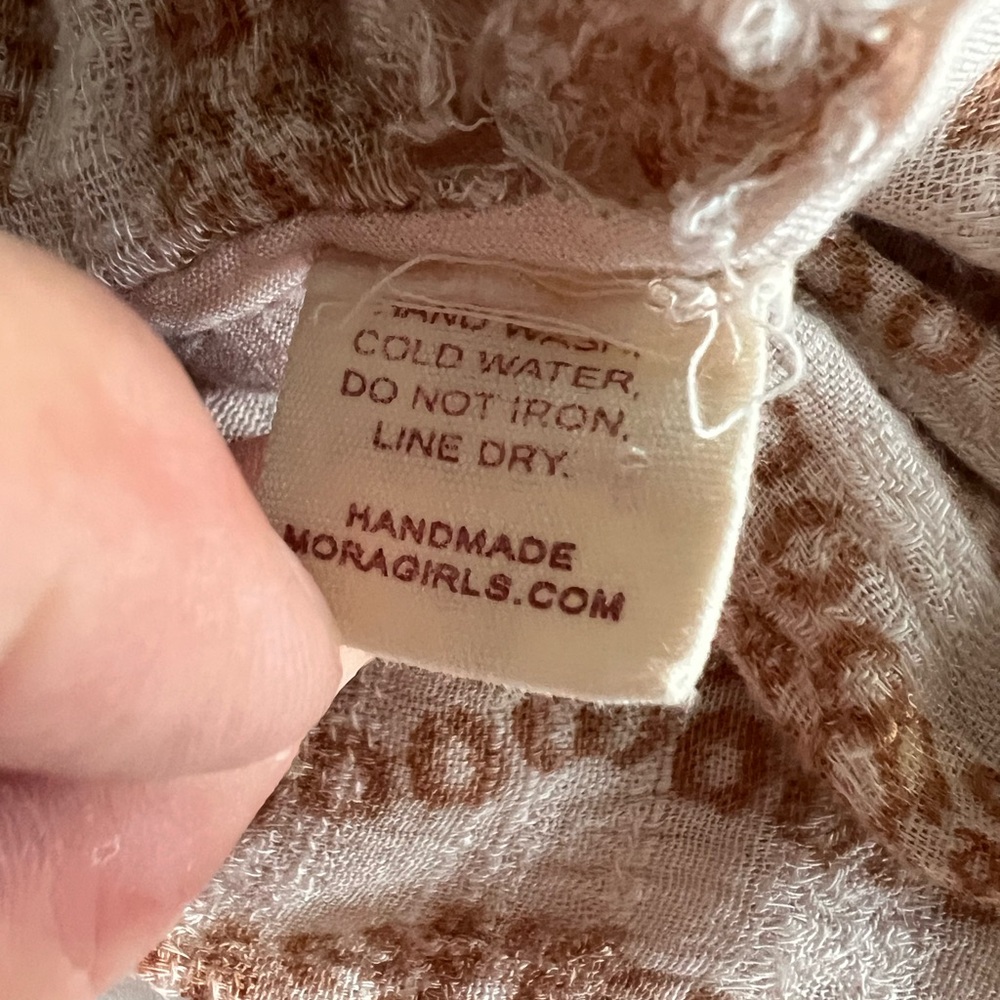 Mora Girls Boho Crop Top Wrap-Style Chest Cream & Honey Brown Print Size M - Picture 13 of 16